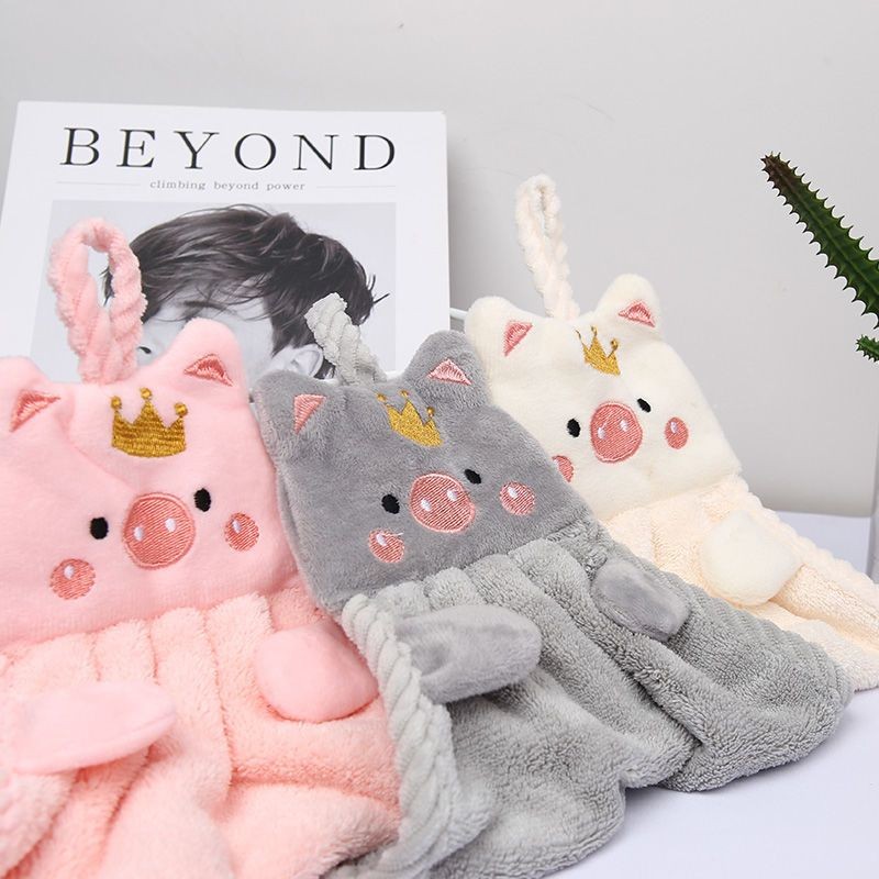 厨房擦手巾吸水不掉毛挂式小毛巾可爱儿童搽手巾韩国珊瑚绒洗脸巾Kitchen towel absorbent lint-free hanging towelgnhfng20250826