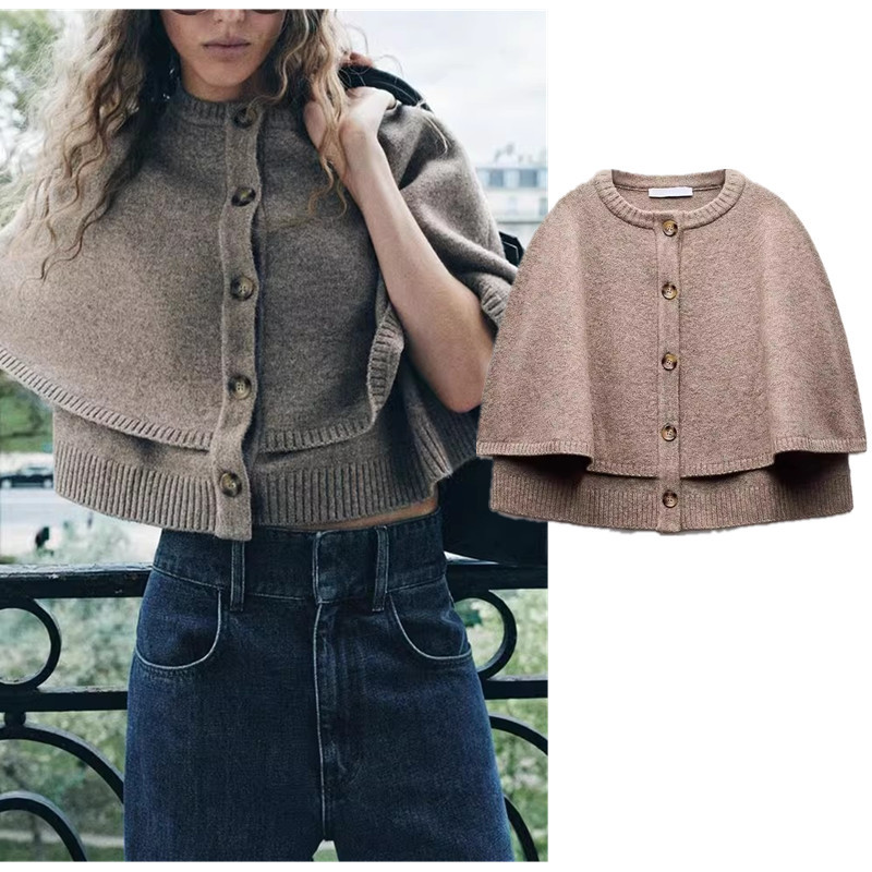 เสื้อคลุมกระดุมแถวเดียว Zara เสื้อแจ็คเก็ตถักแขนสั้น 2488107