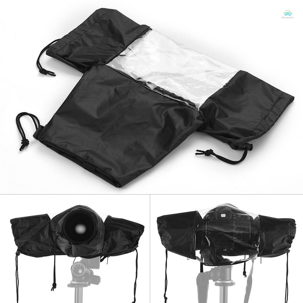ฝาครอบกล้องมาตรฐานกันน้ํา Rain Cover Sleeve Protector เสื้อกันฝนสําหรับกล้อง Canon DSLR สีดํา