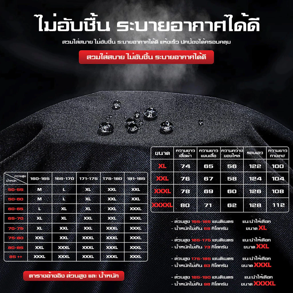 ชุดเสื้อกันฝนและกางเกงกันฝนมอเตอร์ไซค์ไฟฟ้า thumbnail 9