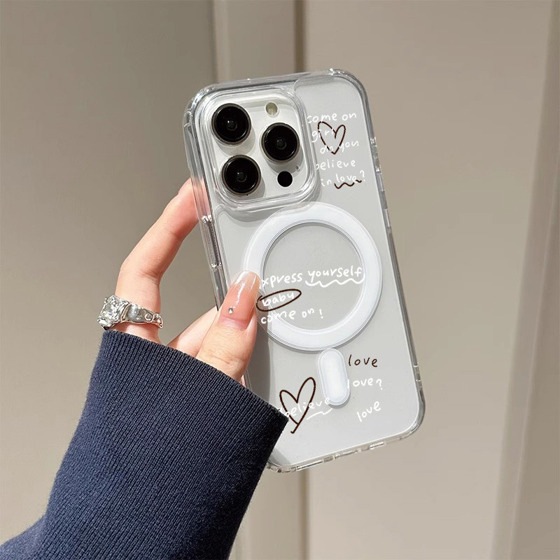 เคสโทรศัพท์แม่เหล็กโปร่งใสที่เรียบง่ายและมีสไตล์สําหรับ iPhone 11 12 13 14 15 16 Pro max Plus X XR XS max mini อะคริลิคฝาครอบแข็งแม่เหล็กสําหรับ iPhone16Promax กรณี