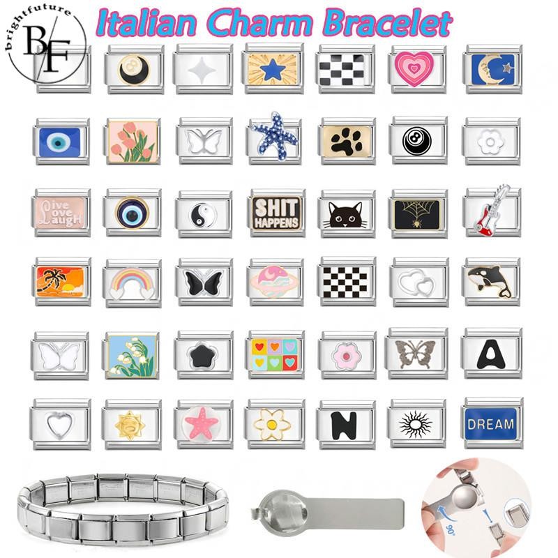 Hot Blue Evil Eye สร้อยข้อมืออิตาเลี่ยน Charm Fit 9 มม.สร้อยข้อมือสแตนเลส DIY เครื่องประดับทําอุปกรณ์เสริม Retro บุคลิกภาพโมดูลสร้อยข้อมืออุปกรณ์เสริม