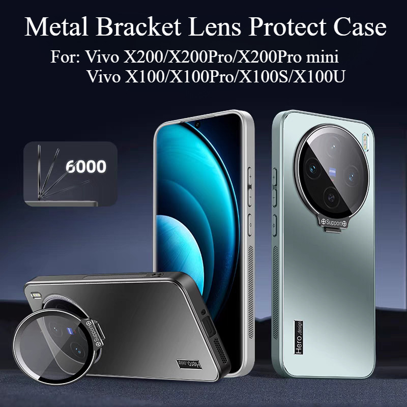 โลหะพับวงเล็บเคสแข็งสําหรับvivo X200 Pro MiniกรณีX200Pro X100 X100S X100Proฝาครอบโทรศัพท์พร้อมเลนส์ป้องกัน