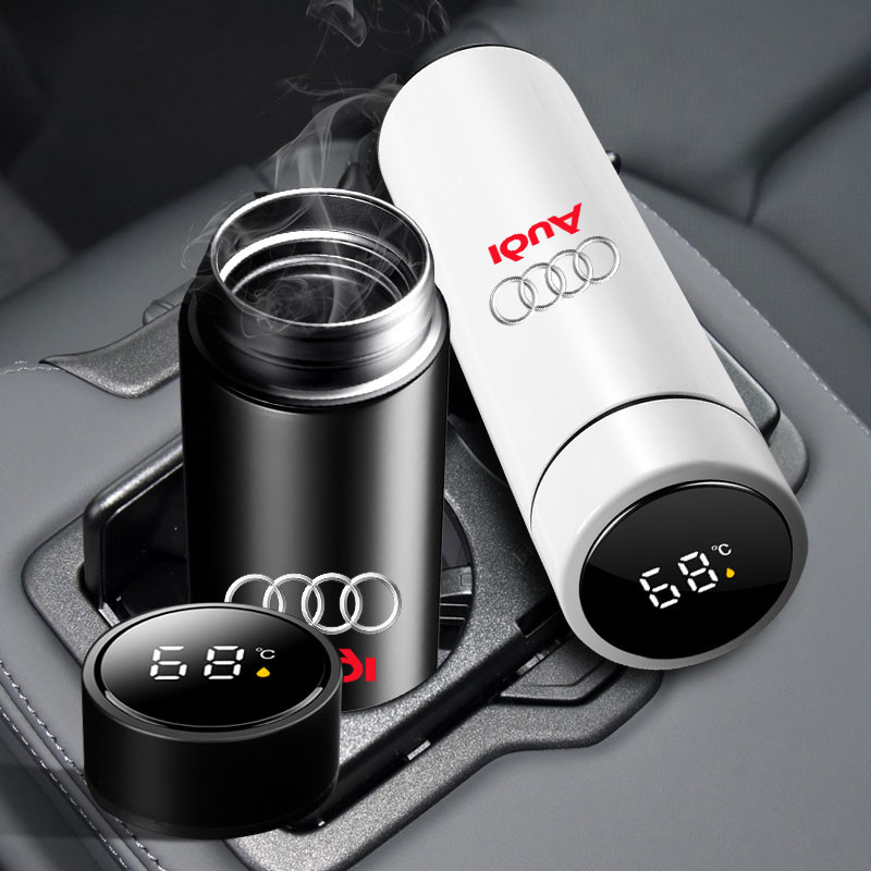 500ml แบบพกพาสมาร์ท Thermos ขวดอุณหภูมิจอแสดงผลสําหรับ Audi A3 8L 8V 8P A4 B5 B6 B7 B8 A5 A6 C5 C6 C