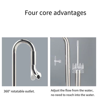 LUXELUNGE Inflow Outflow Pipe, Non-rust 12/16 มม.ลบหลอดฟิล์มน้ํามัน,หมุนได้ 360 องศาที่ถอดออกได้ขยายได้ถังปลา Inlet และ Outlet Filter Aquarium