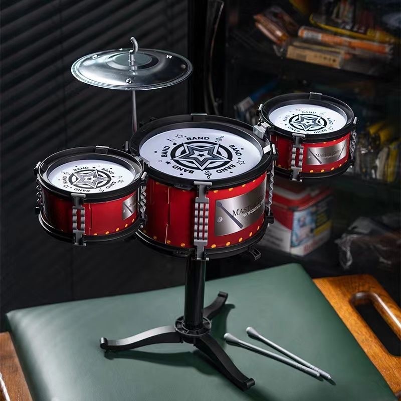 กลองชุดเด็ก กลองชุดใหญ่ 3ใบ กลองของเล่น ของเล่นดนตรี กลองชุดเด็กสมจริง - รูปที่ 3