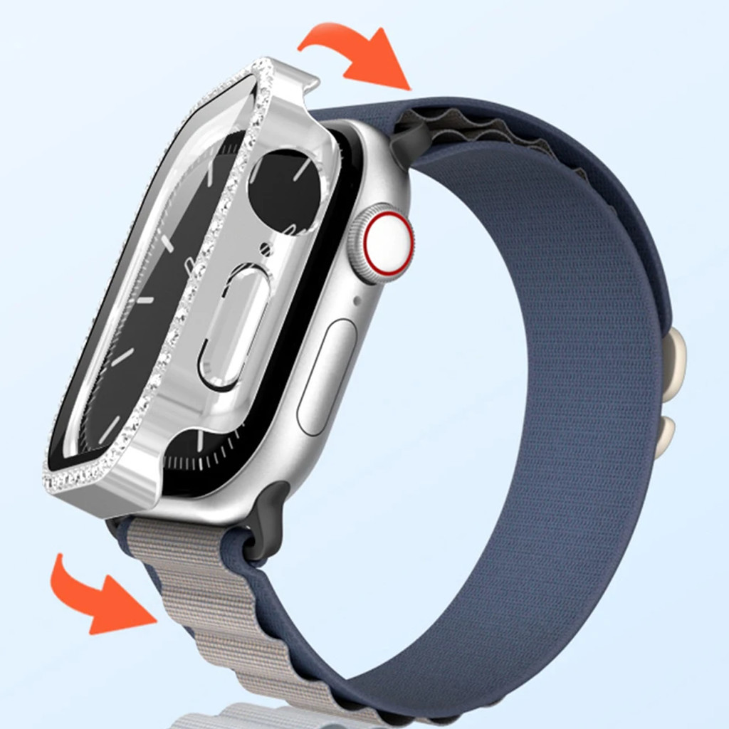 แวววาวกรณีการหมุนฝาครอบป้องกันหน้าจอ for Apple Watch Series 11 10 9 8 7 6 5 4 Iwatch 46mm 38mm 40mm 41mm 42mm 44mm 45mm ราคา ถูกที่สุด ดีลบีเคเค แกลเลอรีภาพที่ 8