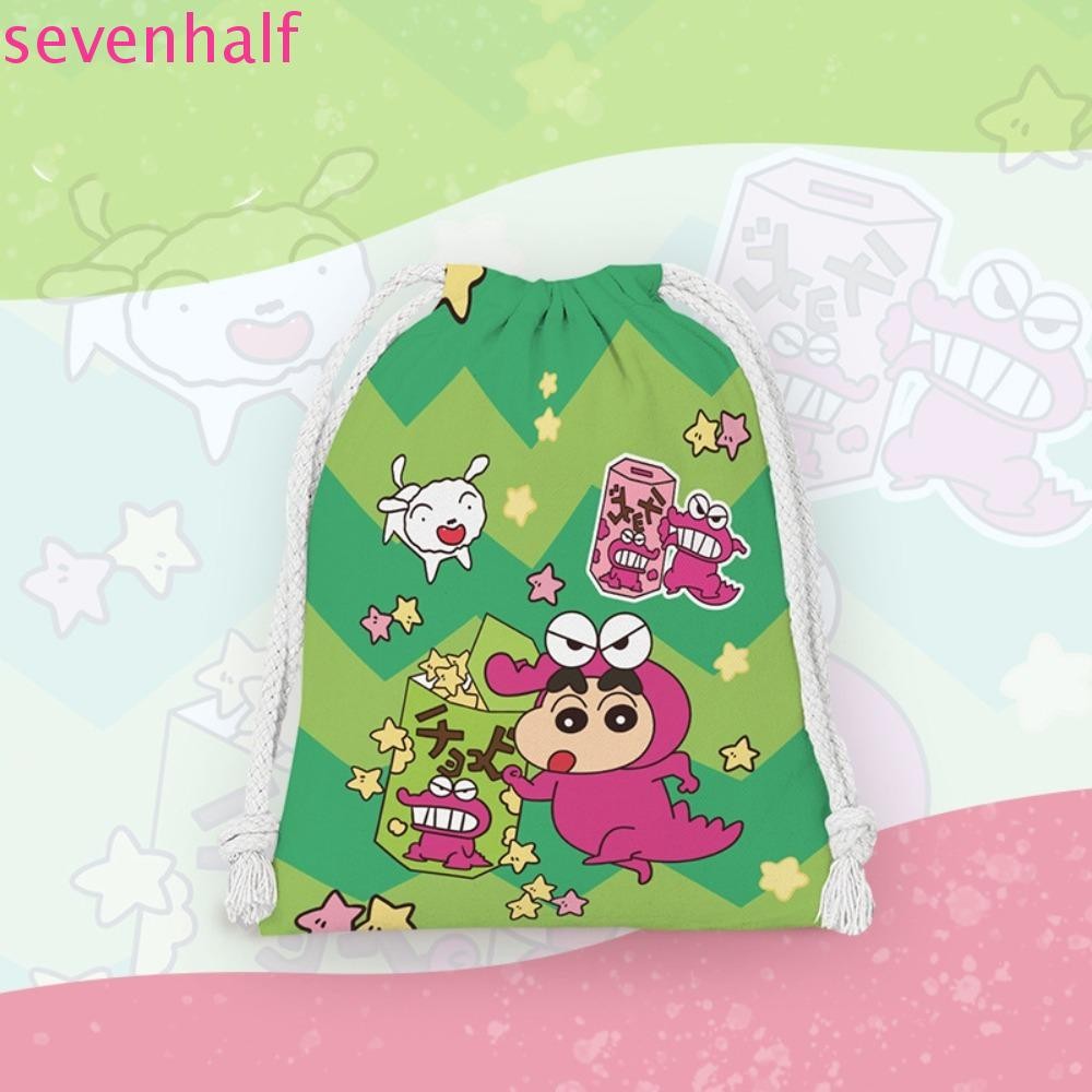 Sevenhalf Crayon Shin Chan Drawstring Bag, Kawaii Portable Pouches Bag Organizer, Lunch Bag Pouch for Make Up Kit Cartoon Sundries Make Up Pouch Bag Gift Bag