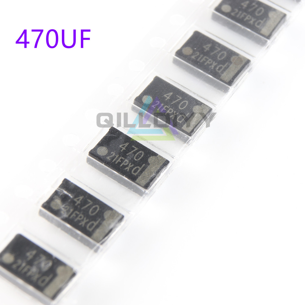 10 ชิ้นสีดําบางส่วน 470UF 6.3V D ประเภท 7343 Patch Tantalum Capacitor Over เทป