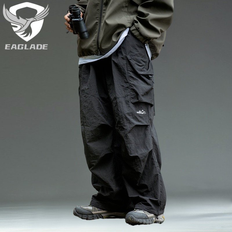 Eaglade Tactical Cargo Baggy Loose Pants for Men K2233 in Black Stretchable Waterproof Quick Dry B02