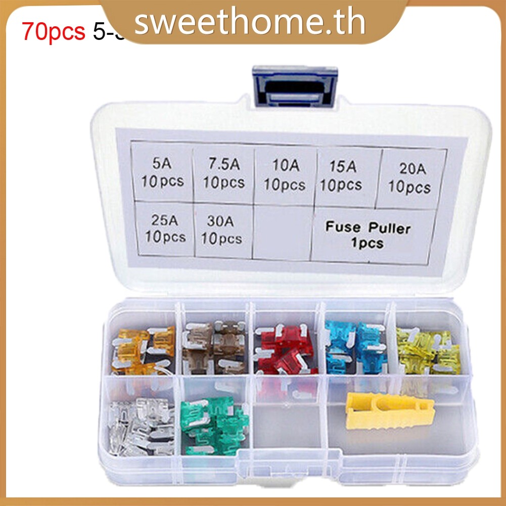<SWHOME> 70 ชิ้นฟิวส์รถยนต์ขนาดเล็ก Assortment Kit 5, 7.5, 10, 15, 20, 25 & 30 Amp Mixed <OCTOBER>