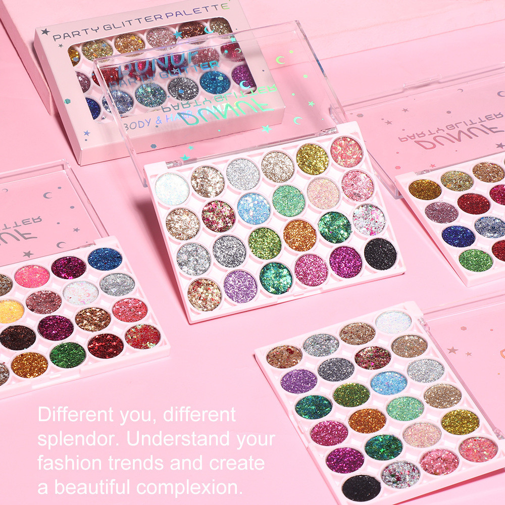 Dunuf 24 สี Party Glitter Palette เจล Texture Face Body เลื่อมเจล Liquid Metallic Eye Shadow High Gloss Multi-purpose Art แต่งหน้า ราคา ถูกที่สุด ดีลบีเคเค แกลเลอรีภาพที่ 7