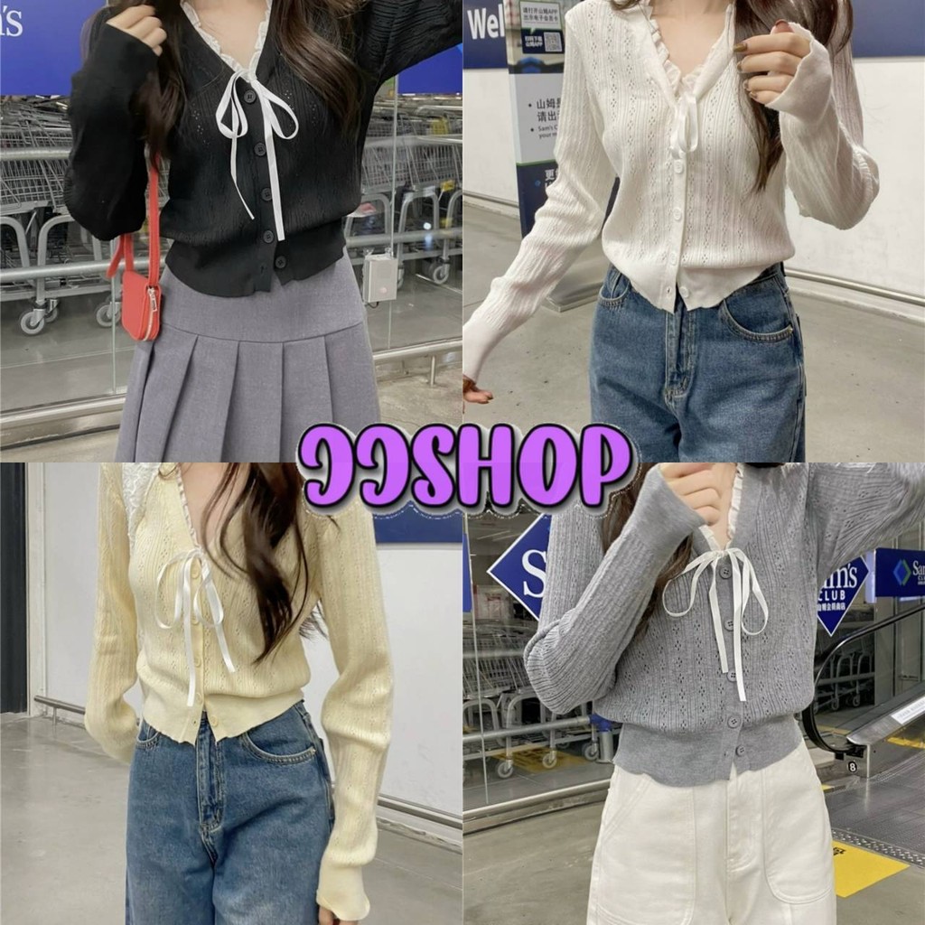 JJ Shop​ ​พร้อมส่ง เสื้อไหมพรมแขนยาวน่ารักมากๆ คอวี ใส่ง่าย ดีพื้นเรียบๆ "Z-W55-1"