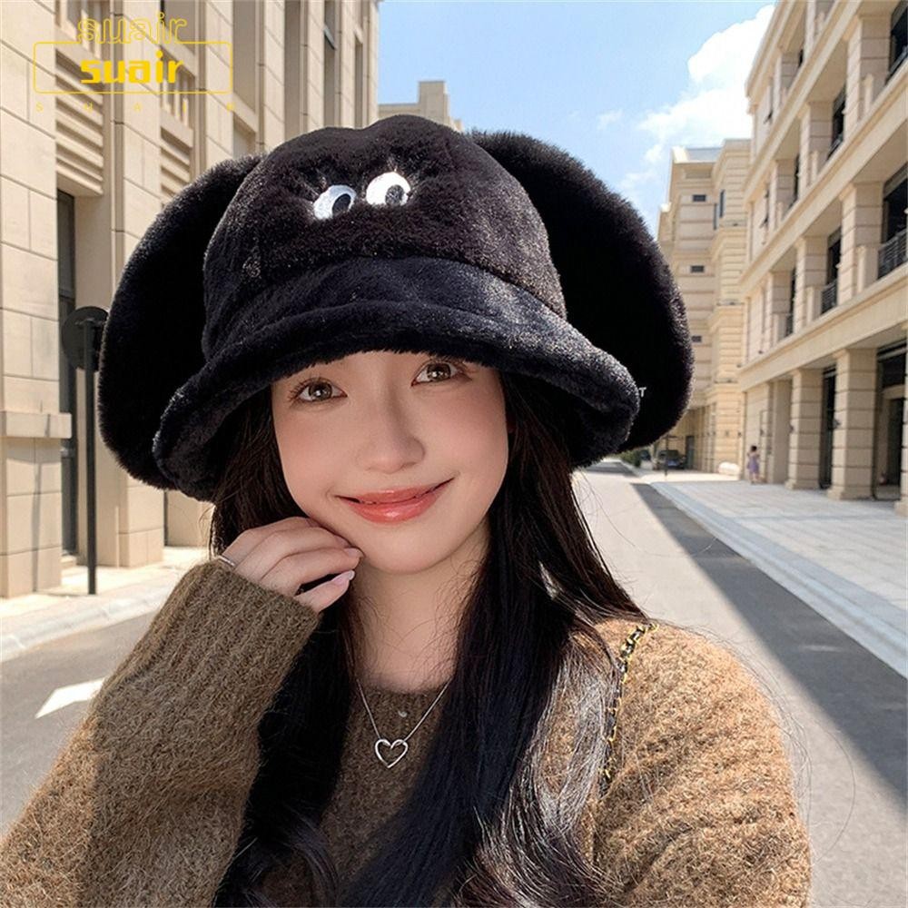 Suair หมวกอ่างล้างหน้า,หมวกถังให้ความอบอุ่นแบบหนา,หมวกปานามาตุ๊กตาน่ารักสําหรับผู้หญิงเด็กผู้หญิง