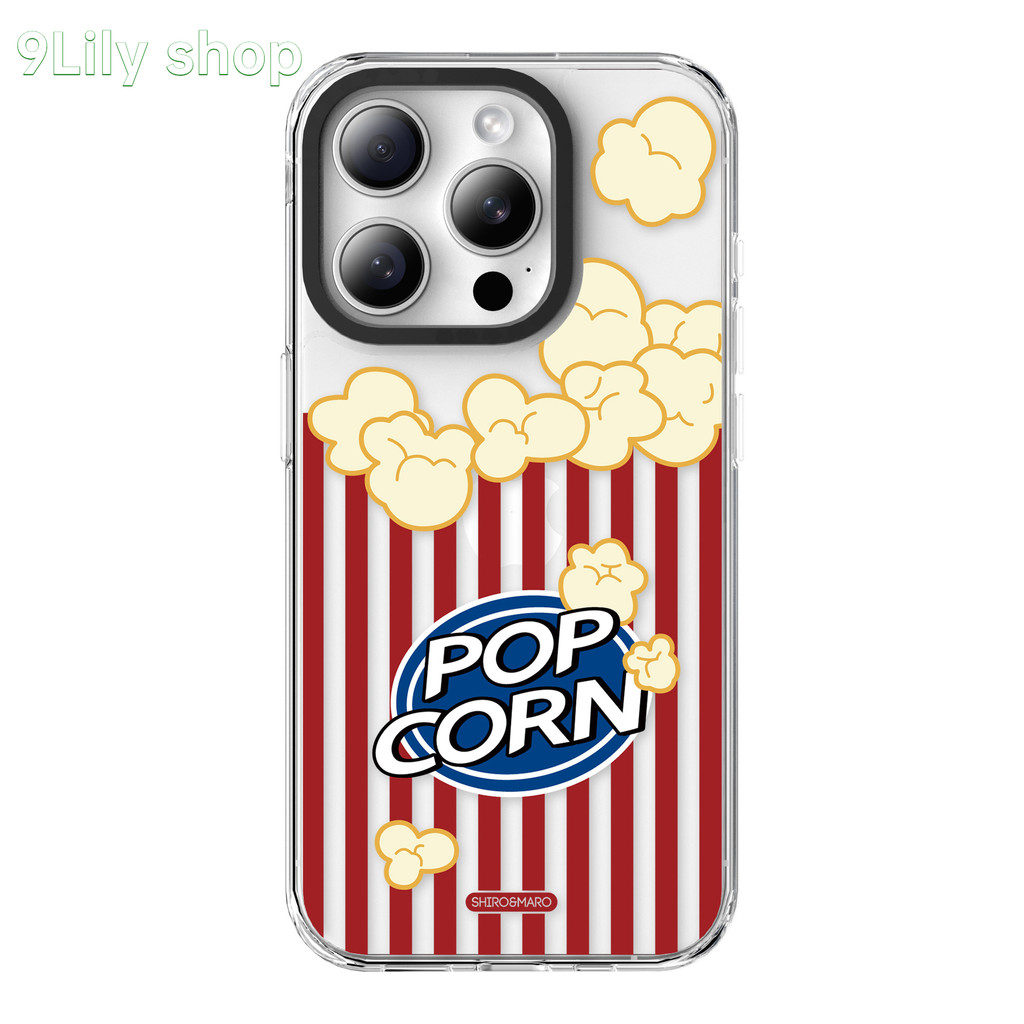 Shiromaro ของแท้สำหรับ Apple 15PROMAX เคสโทรศัพท์แม่เหล็กใส14บางเฉียบกันกระแทก16การ์ตูนป๊อปคอร์น