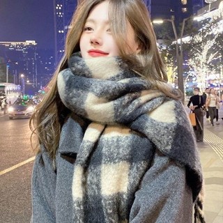 ผ้าพันคอฤดูใบไม้ร่วงและฤดูหนาวสไตล์เกาหลีผ้าคลุมไหล่อบอุ่นเอ…