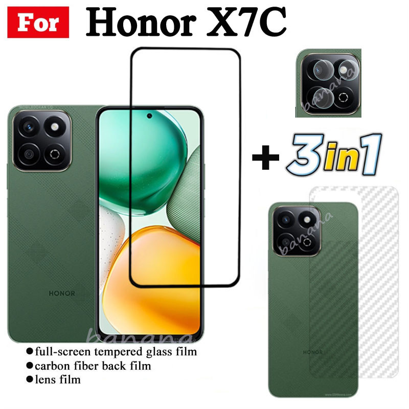 3 IN 1 Honor X7C X7 C ฟิล์มกระจกนิรภัยสําหรับ Honor X7A X7B X6A X6B X8A X8B คลุมทั้งหมดป้องกันหน้าจอ