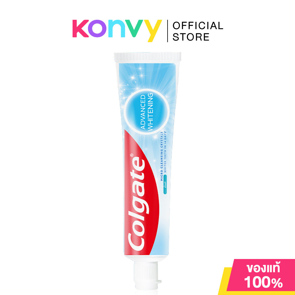 Colgate Advance Whitening Toothpaste 135g คอลเกต ยาสีฟันผสมฟลูออไรด์ ผสานไมโครคริสตัล.