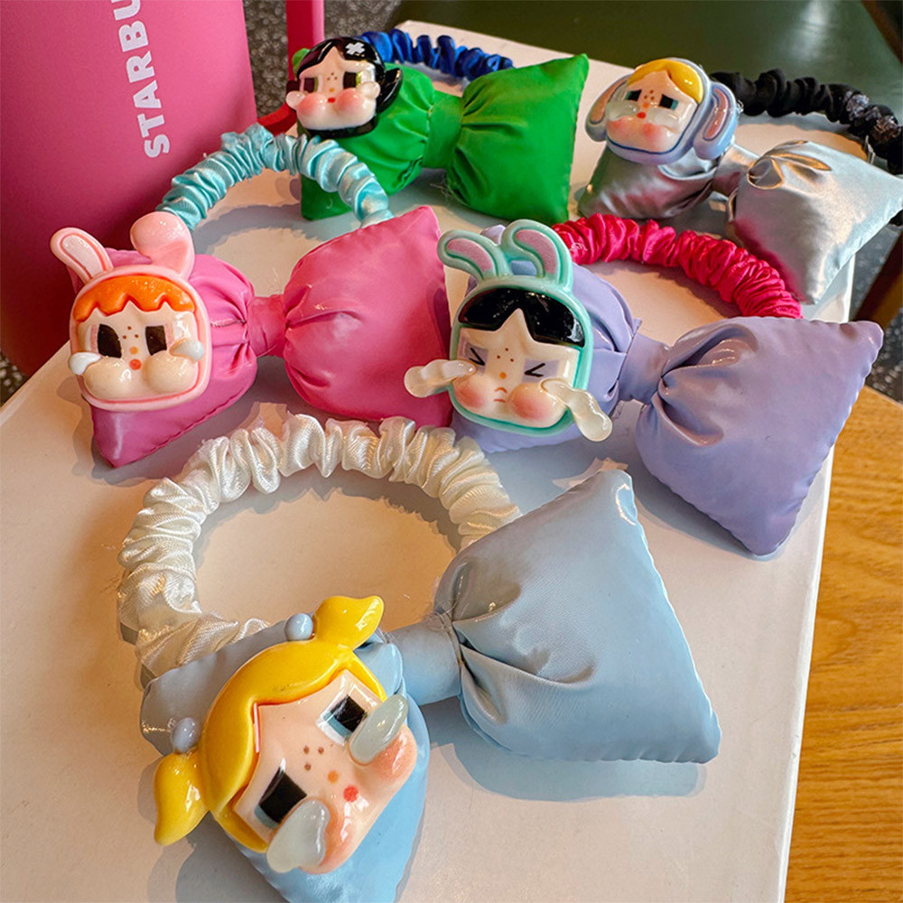 Powerpuff Girls Scrunchies เด็กผู้หญิงการ์ตูนผม Ties big bow scrunchie หลากสีผม scrunchie Party ตกแต่ง