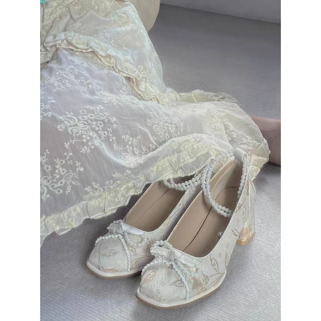 รองเท้าแมรี่เจนฝรั่งเศสโบว์จีนรองเท้าส้นสูงรองเท้าอ่อนโยนรองเท้าส้นหนา กี่เพ้า รองเท้า 11.19 - รูปที่ 7