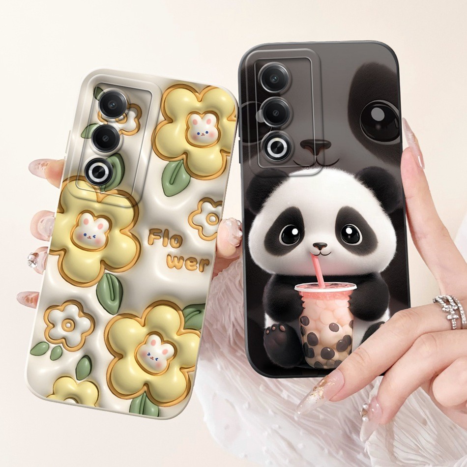 Oppo A3 Pro CPH2639 น่ารักแพนด้ากระต่ายการ์ตูนเคสโทรศัพท์ Oppo A3Pro 5G เลนส์ป้องกันกรณีซิลิโคนอ่อนนุ่ม
