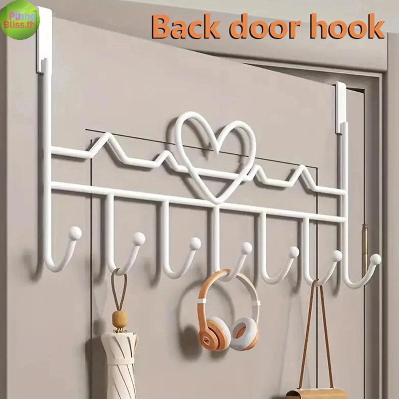 Publiss Heart-Shaped ประตูด้านหลัง Hook Storage แขวนผนังแขวนเสื้อผ้า Hook Punch-free แขวนห้องนอน Organizer อุปกรณ์ TH
