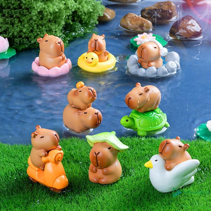 Yosunjon] การ์ตูนน่ารัก Capybara Miniature Figurines แฟชั่นสร้างสรรค์มินิสัตว์ Figurine Kawaii DIY อุปกรณ์ตกแต่งบ้านของขวัญใหม่