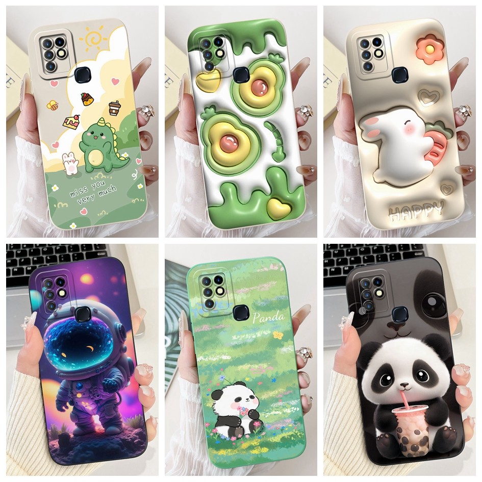สําหรับ Infinix Hot 10 ปลอก X682B X682C ฝาครอบซิลิโคนน่ารัก Avocado Catoon กล้องป้องกันกรณีโทรศัพท์อ่อนสําหรับ Hot10 กันชน