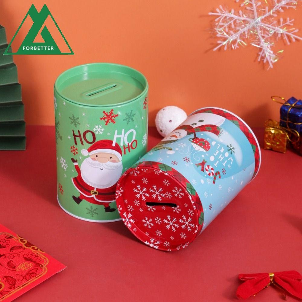 Forbetter กล่องดีบุกคริสต์มาส, Snowman Santa Claus Christmas Saving Tank,คริสต์มาสคุกกี้ Jar กล่องเหรียญการ์ตูนรูปแบบสุ่มเหรียญ Bank ของขวัญคริสต์มาส