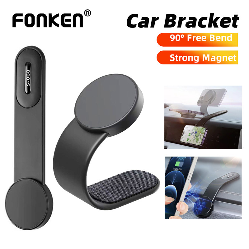 Fonken ที่วางแม่เหล็กที่วางโทรศัพท์ในรถยนต์ขาตั้งโทรศัพท์มือถือแบบพับได้รองรับสําหรับ iP 12 13 14 Pr