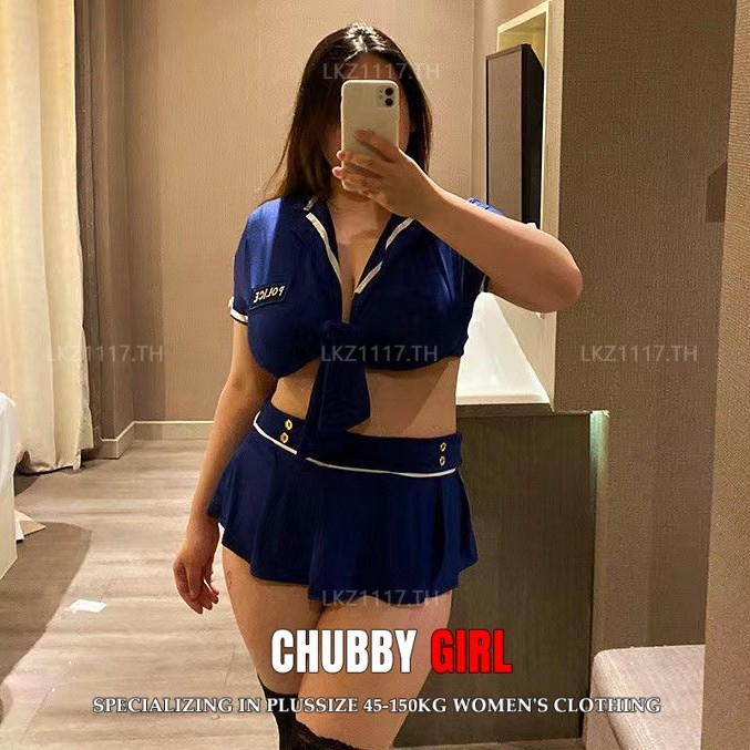 Plus size เสื้อผ้าสาวอวบ นอนไม่ได้นอน ชุดนอนเซ็กซี่สาวอวบ ไซส์ใหญ่ ชุดคอสเพลย์ Cosplay sexy ชุดนักศึกษาเซ็กซี่ ชุดนักเรียนญี่ปุ่น ชุดแอร์โฮสเตส แขนสั้น ชุดยั่วผัว ,คนอ้วนใส่ได้