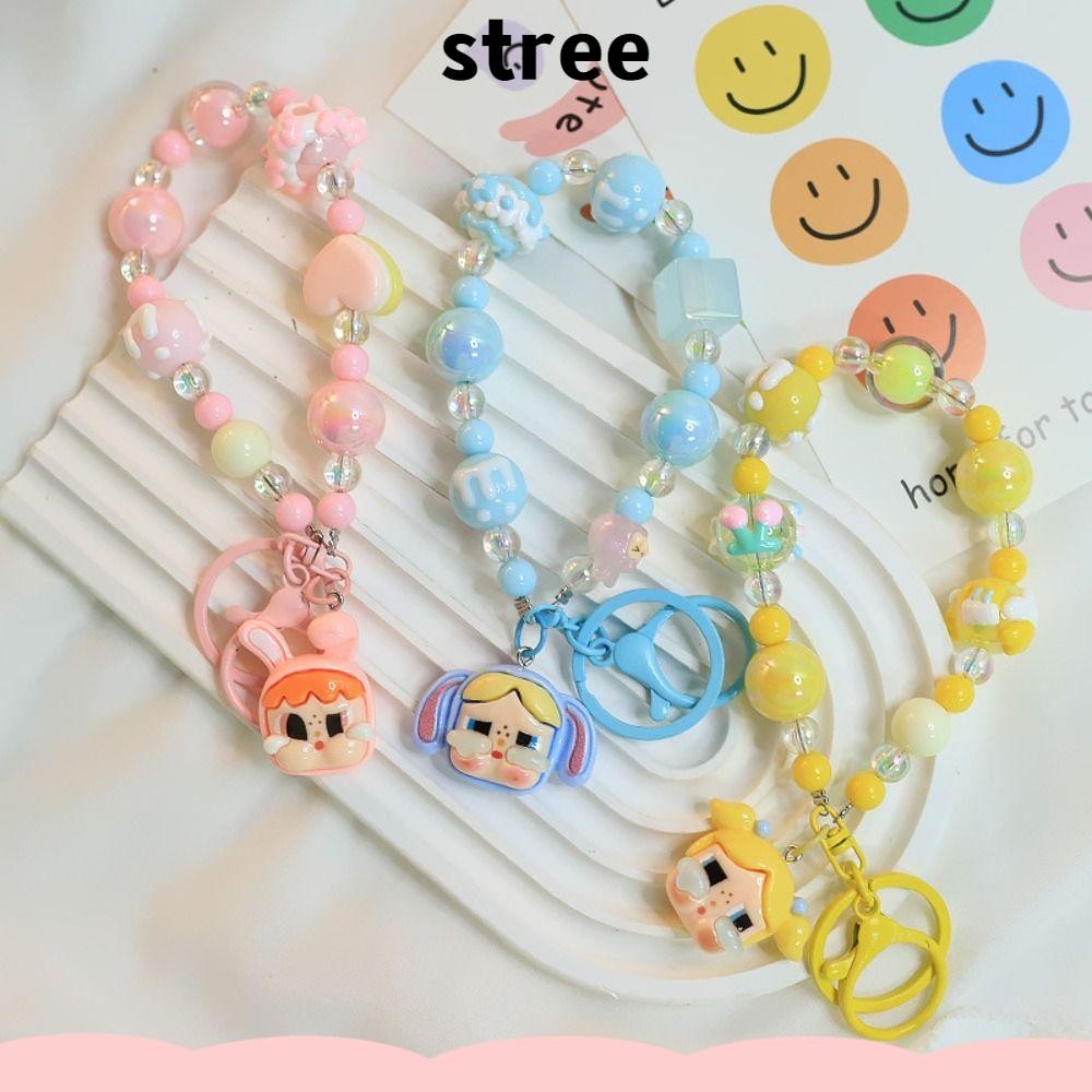 Stree Crybaby Phone Lanyard, พวงกุญแจ Popmart Creative, สายรัดข้อมือโทรศัพท์แฟชั่นน่ารักหวาน