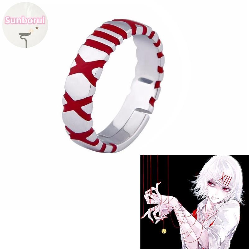 Sunborui อะนิเมะ Cos โตเกียว Ghoul JUZO SUZUYA REI Boy ปรับแหวนนิ้วสําหรับผู้หญิงผู้ชายคอสเพลย์เครื่