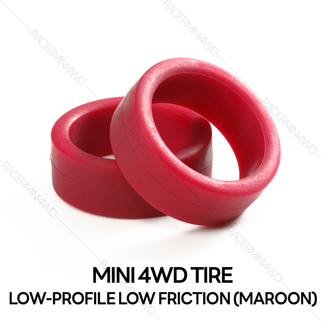 TAMIYA 95208 Low Friction Low Profile Tire (Maroon,2pcs.) ชุดแต่งมินิโฟร์วีลทามิ