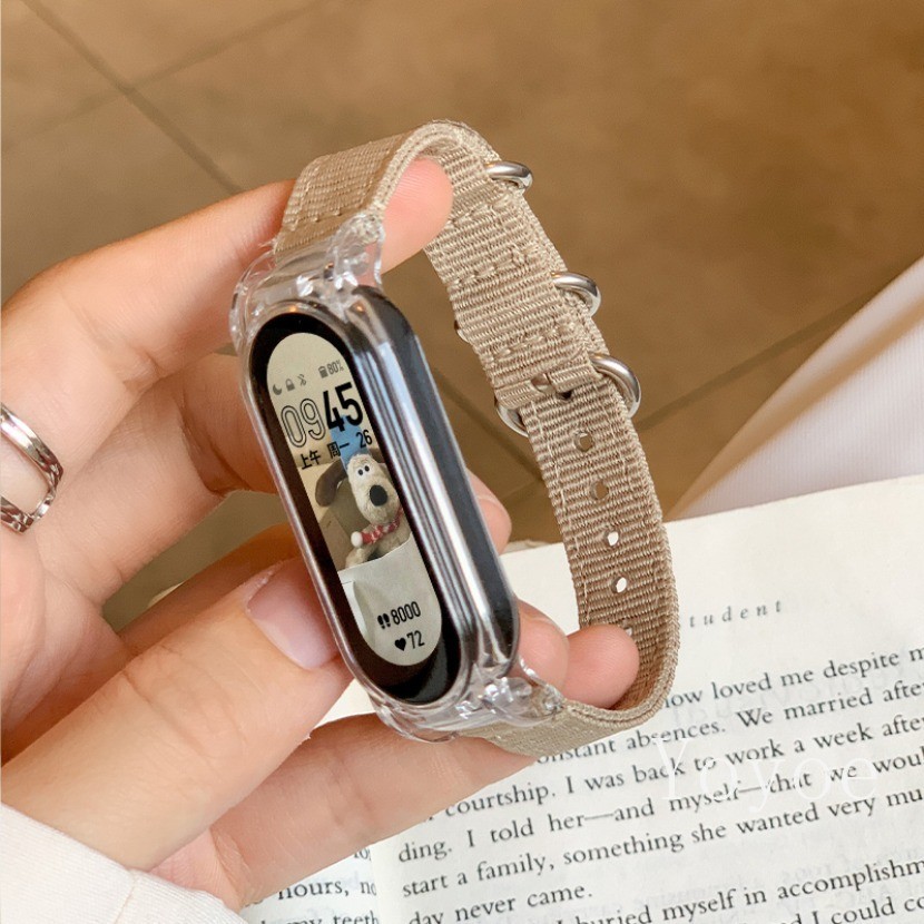 สายรัดผ้าใบทอไนลอนสําหรับ Xiaomi Mi Band 9 9NFC Watchband เปลี่ยน Mi Smart Band 6 5 4 3 สายรัดข้อมือ