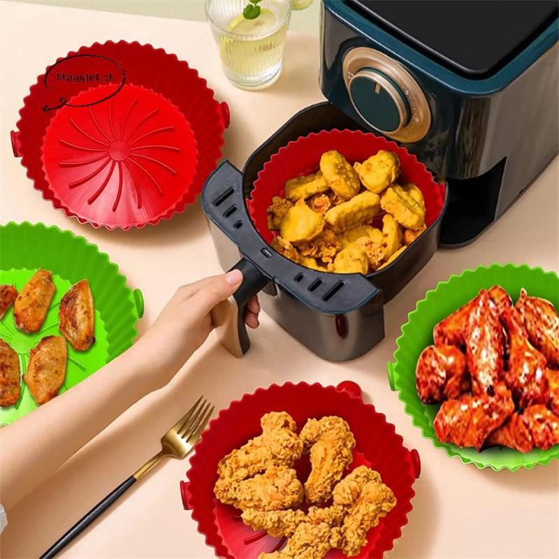 Maggiel Air Fryerซิลิโคนตะกร้าReusableแม่พิมพ์ซิลิโคนสําหรับAir Fryerหม้อเตาอบถาดอบไก่ทอดAir Fryerอุปกรณ์เสริมTH