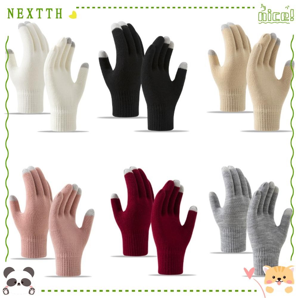 Nextth ถุงมือหน้าจอสัมผัส, ถุงมือฤดูหนาวหน้าจอสัมผัสแบบเต็มนิ้ว, ถุงมือขับรถถักที่อบอุ่นขี่จักรยานขับรถ