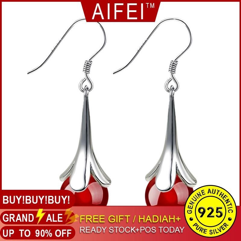 Aifei พู่อาเกต 925 ต่างหูเงินโอ้อวด Retro หญิงธรรมชาติ