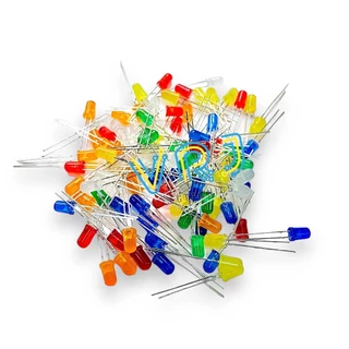 หลอดไฟ LED 5mm (แพ็ค 100 ตัว) ไฟ 3V ไดโอดเปล่งแสง สีแดง สีเหลือง สีเขียว สีขาว สีน้ำเงิน สีส้ม