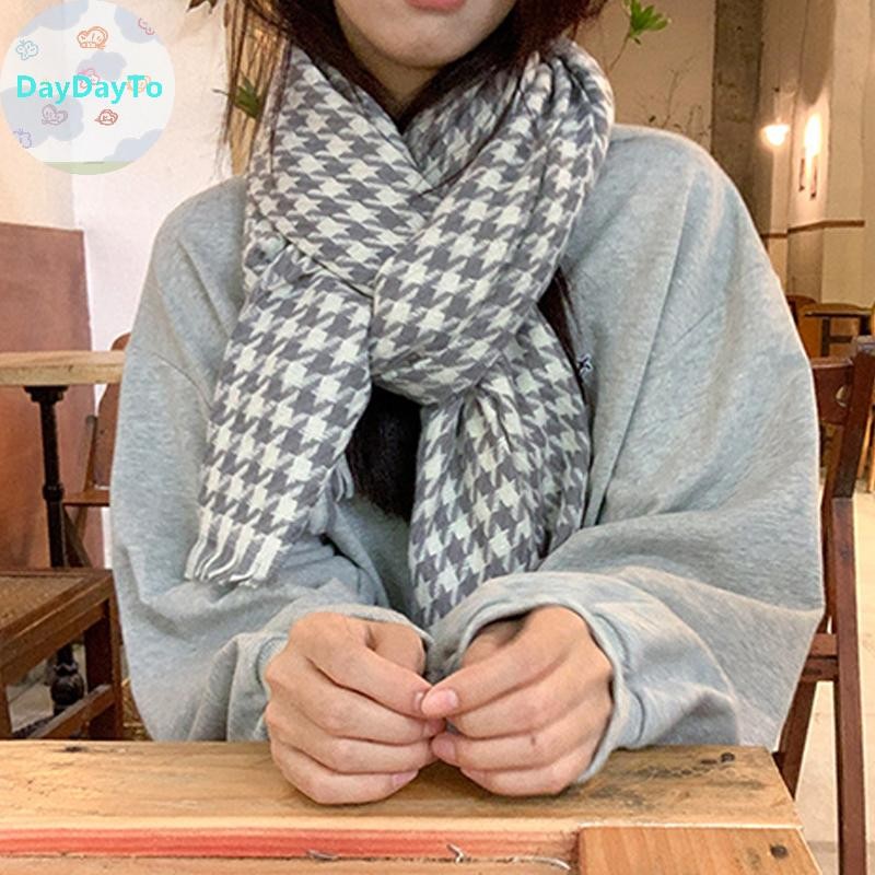 Daydayto ฤดูใบไม้ร่วงและฤดูหนาวใหม่พัน-Bird Lattice ผ้าพันคอหญิงเกาหลีรุ่นหนา Warm และ Warm อเนกประสงค์ Lattice Knitg TH