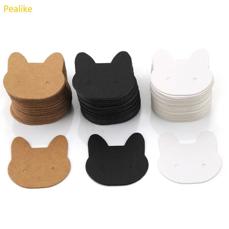 Pealike 50 ชิ้นหัวแมวต่างหูการ์ดกระดาษต่างหูการ์ด 3 5x3 5 ซม.หู Studs ผู้ถือเครื่องประดับทําด้วยมือ Accesso
