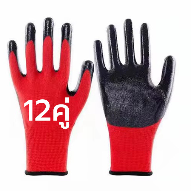 MonQiQi【12คู่】ถุงมือผ้าเคลือบยาง อย่างดี ถุงมือทําสวน ถุงมือช่าง ถุงมือกันบาด ถุงมือเคลือบยาง ถุงมือยางพารา pu ยางพารา ราคา ถูกที่สุด ดีลบีเคเค แกลเลอรีภาพที่ 9