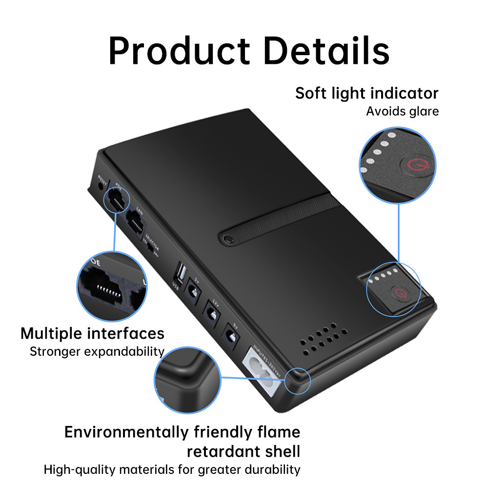 DIYMORE 1018L เครื่องสํารองไฟ DC แหล่งจ่ายไฟสํารอง UPS Power Router Optical Cat อะแดปเตอร์ในตัว 5V/9V/12V/15V/24V