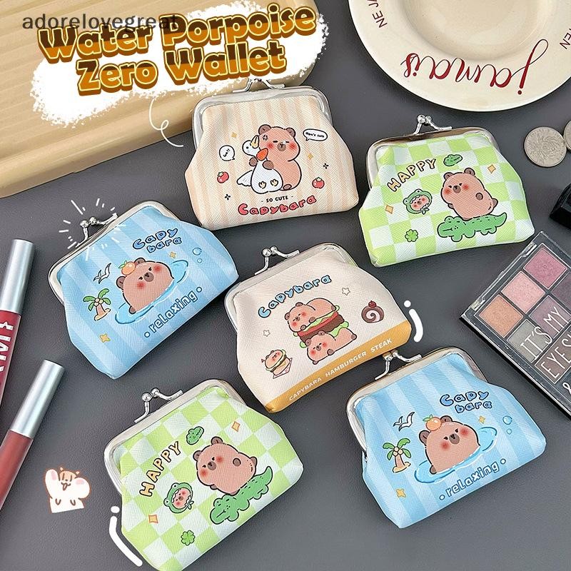 Alt การ์ตูน Capybara PU กระเป๋าเหรียญกระเป๋าน่ารักกระเป๋าสตางค์แบบพกพามินิกระเป๋า Lip Key หูฟัง Organizer สําหรับของขวัญเด็ก DRG