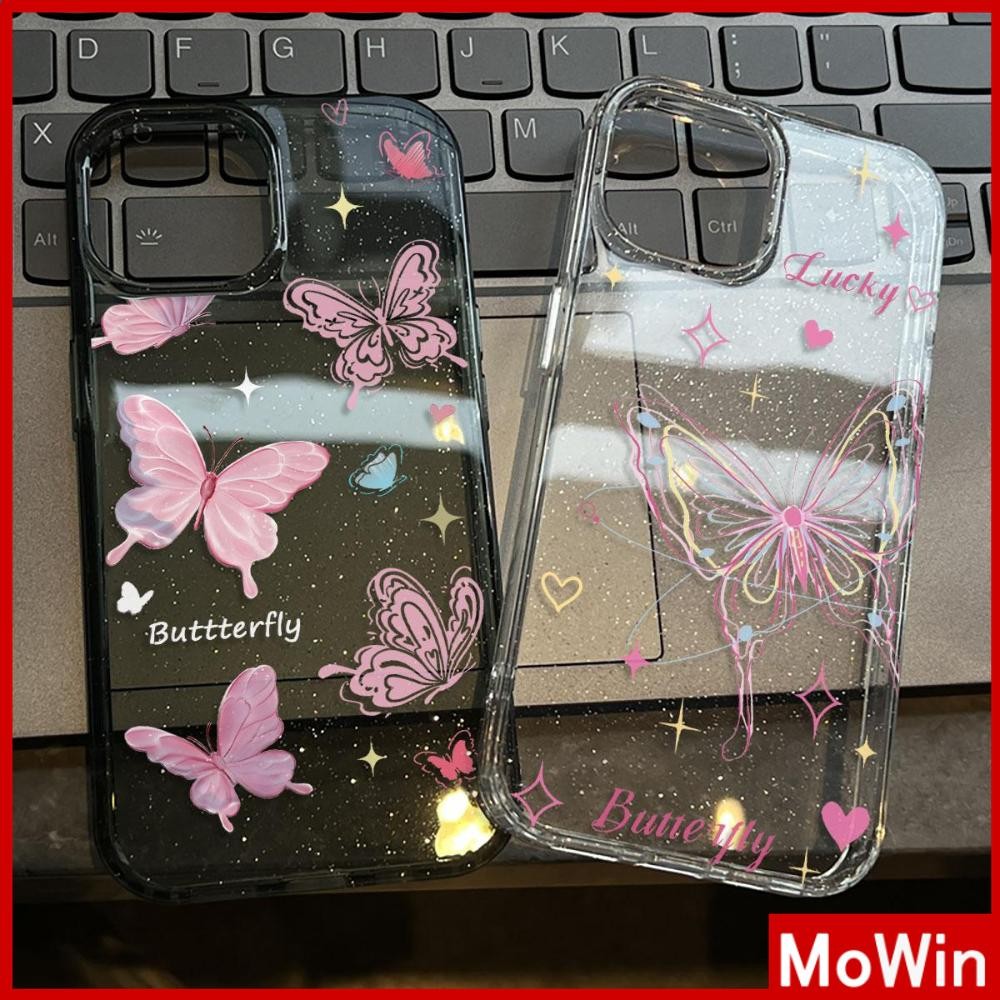 Movin - เคส iPhone 16 Pro Max iPhone 11 เคสใสแบบแวววาว TPU นุ่มสีสันสดใส ผีเสื้อสีสันสดใสน่ารัก Compatible iPhone15 Pro max 14 13 12 Pro max XS XR 7 Plus 8 Plus
