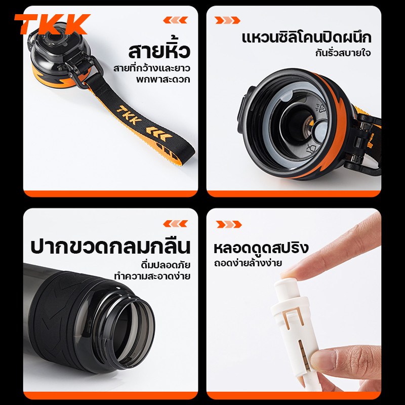 TKK กระบอกน้ำเด็กไปโรงเรียน Tritan 600ml หลอดดูด 2in1 ยกดื่มได้ BPA Free ฝาล็อคกันหก พกพาสะดวก