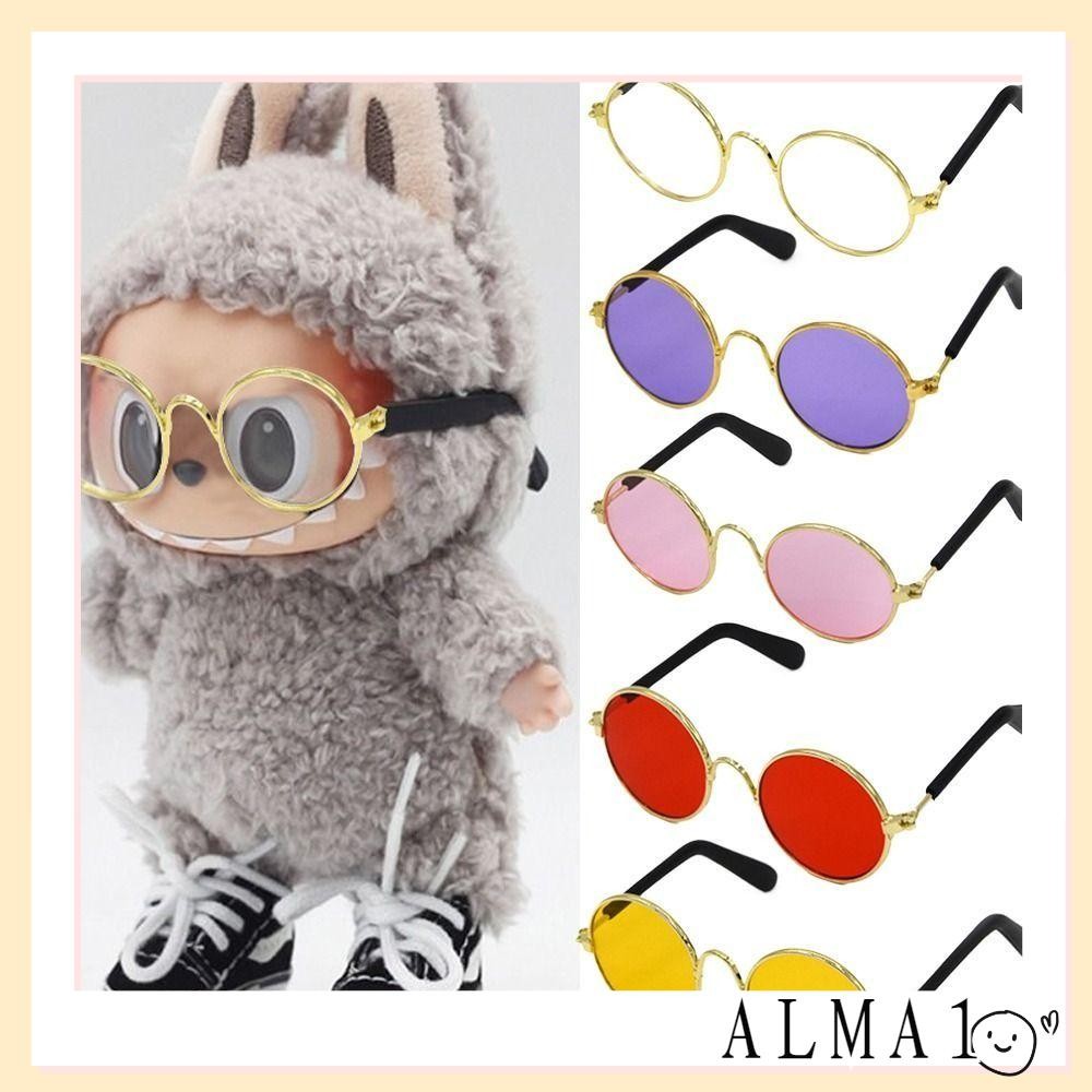 Alma Labubu ตุ๊กตาแว่นตา,โลหะ Multicolor Plush Labubu ตุ๊กตาแว่นตา,งานอดิเรกรอบกรอบ Labubu ตุ๊กตาของเล่นแว่นตาตุ๊กตาของเล่น