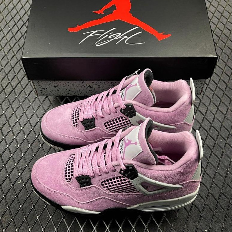 Nike Air Jordan 4 Low Cut รองเท้าบาสเก็ตบอลกีฬาลําลองสําหรับผู้ชายผู้หญิงสีชมพู