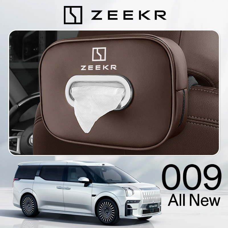 zeekr 001/X/009/007 ภายในรถกล่องกระดาษทิชชูรถสะดวกแขวนหนังเนื้อเยื่อกระเป๋าปก