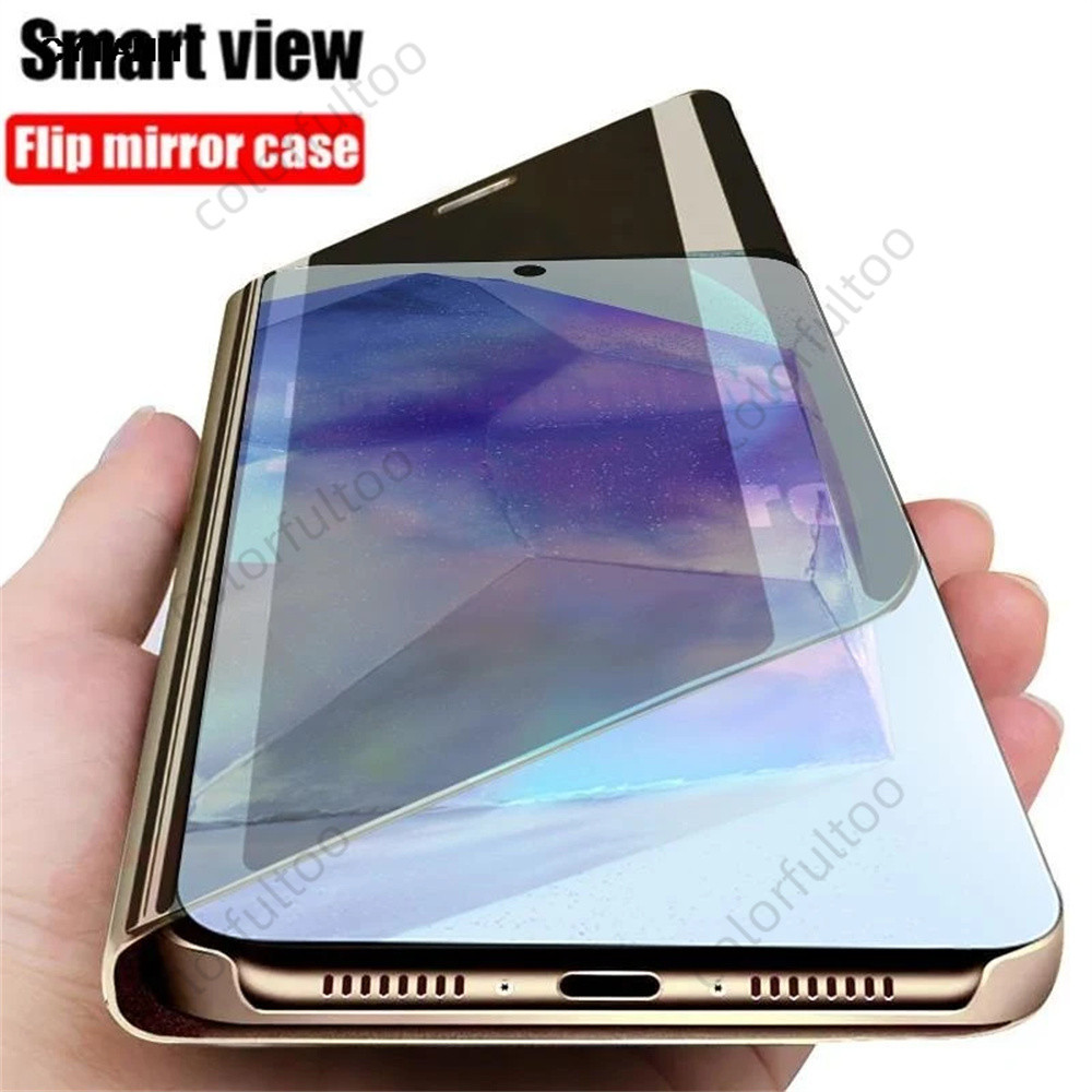 SAMSUNG สําหรับSamsung Galaxy A57 A37 A27 A53 A 53 A33 A73 A13 4G 5G SamsungA53 SamsungA13 หรูหราใสสมาร์ทกระจกพลิกหนังโทรศัพท์กรณีป้องกันขาตั้งฝาครอบปลอก
